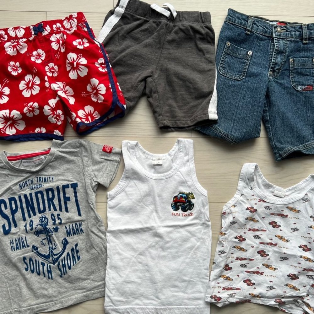 Set of 6 Lot Boy's  Tees & Shorts Various Sizes 3-4 Years Old